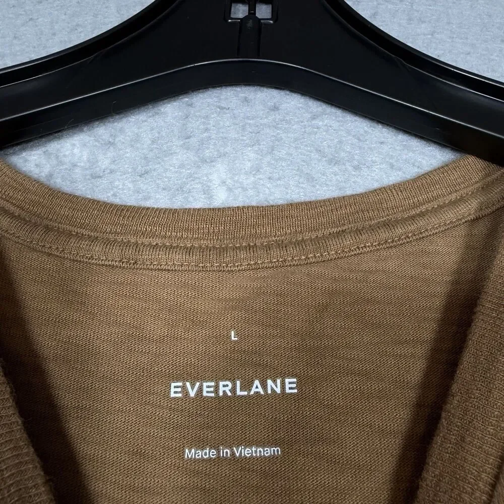 Everlane Shirt Men Large Brown Henley Pullover T Tee Slub Cotton Classic Casual - Picture 7 of 9